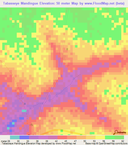 Tabasseye Mandingue,Senegal Elevation Map