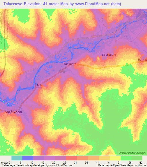 Tabasseye,Senegal Elevation Map
