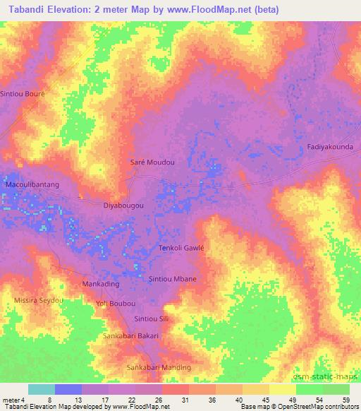 Tabandi,Senegal Elevation Map