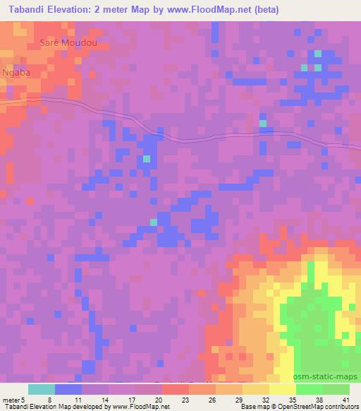 Tabandi,Senegal Elevation Map