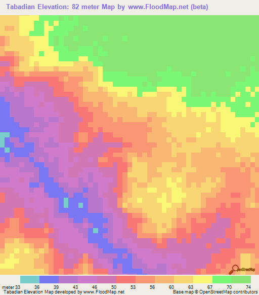 Tabadian,Senegal Elevation Map