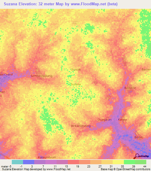 Suzana,Senegal Elevation Map