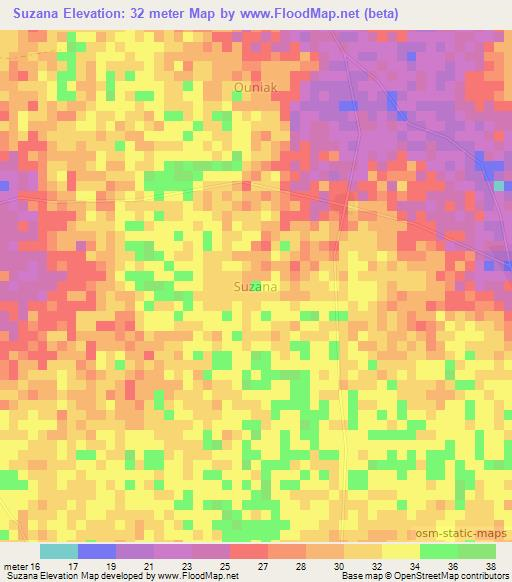 Suzana,Senegal Elevation Map