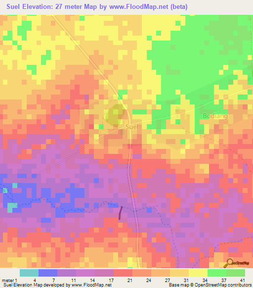 Suel,Senegal Elevation Map