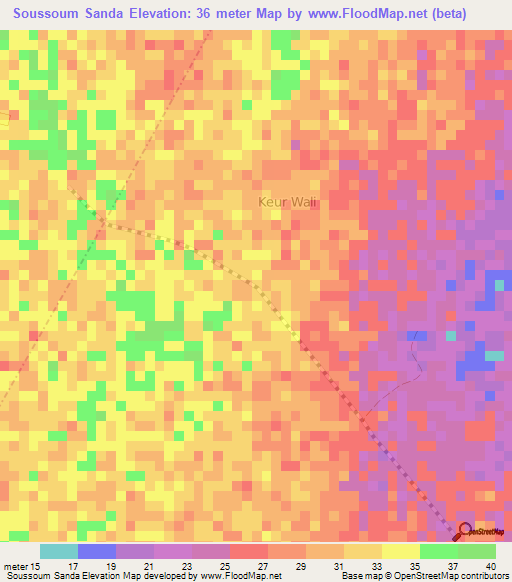 Soussoum Sanda,Senegal Elevation Map