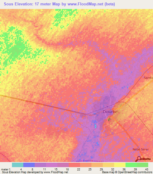 Sous,Senegal Elevation Map