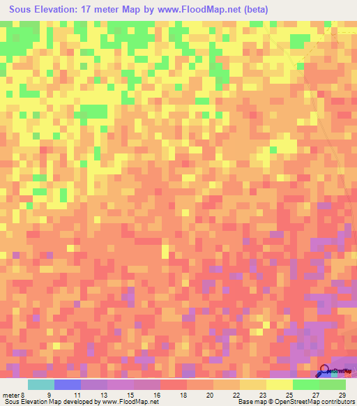 Sous,Senegal Elevation Map