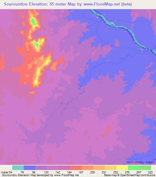 Souroundou,Senegal Elevation Map