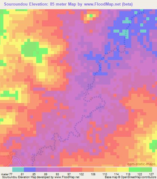 Souroundou,Senegal Elevation Map
