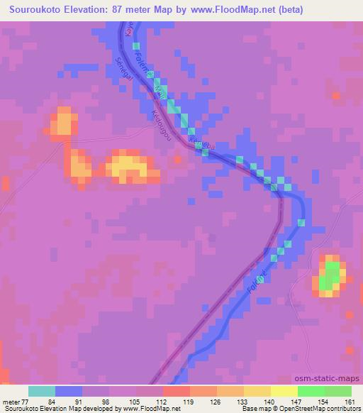 Souroukoto,Senegal Elevation Map