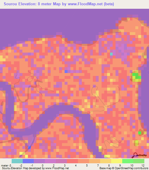 Sourou,Senegal Elevation Map