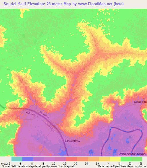 Souriel Salif,Senegal Elevation Map