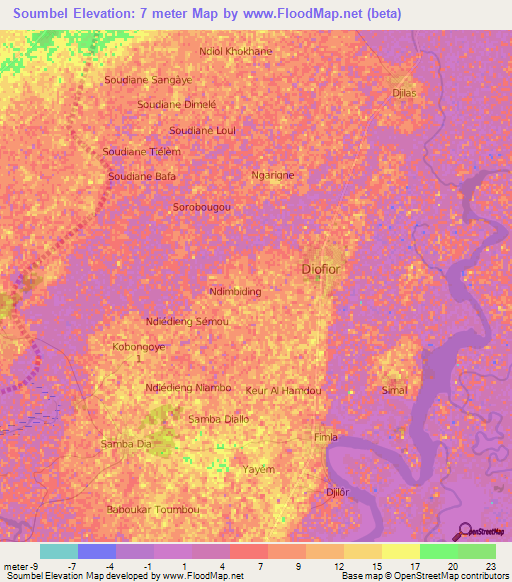 Soumbel,Senegal Elevation Map