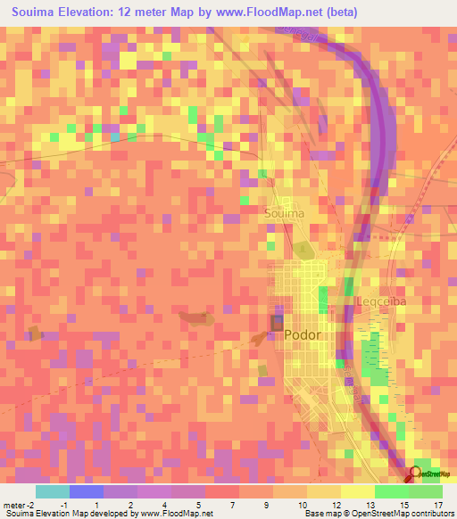 Souima,Senegal Elevation Map