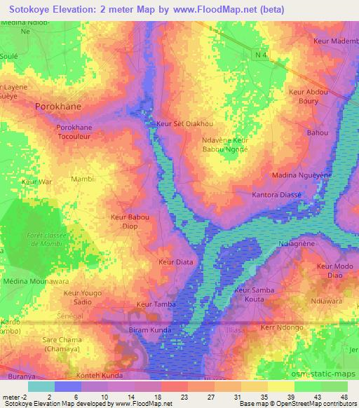 Sotokoye,Senegal Elevation Map