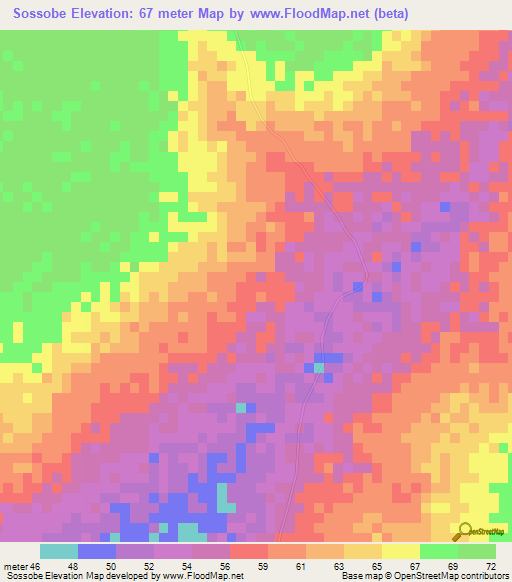 Sossobe,Senegal Elevation Map