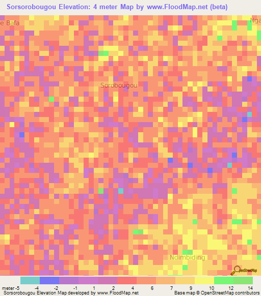 Sorsorobougou,Senegal Elevation Map