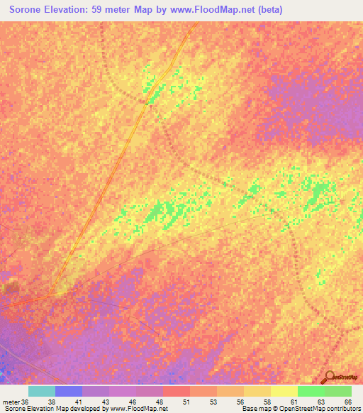 Sorone,Senegal Elevation Map