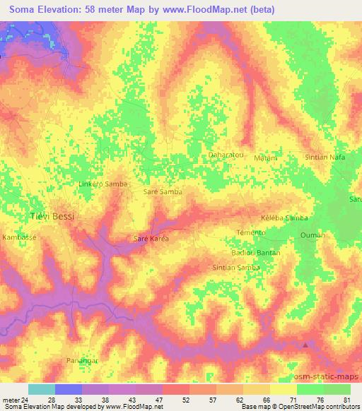 Soma,Senegal Elevation Map