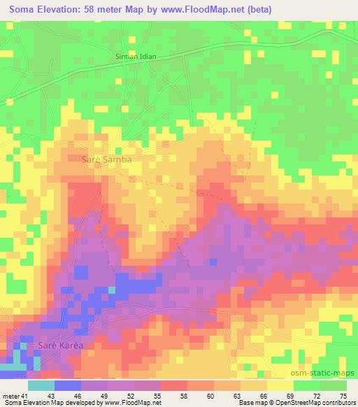 Soma,Senegal Elevation Map