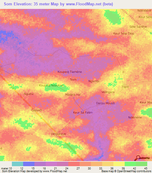 Som,Senegal Elevation Map