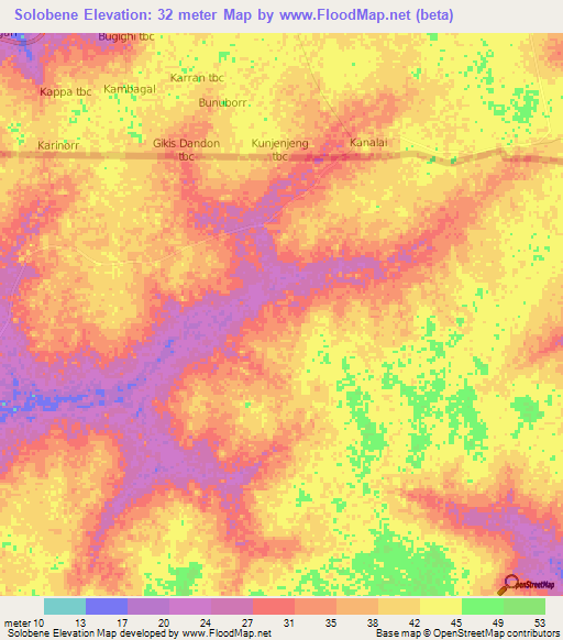 Solobene,Senegal Elevation Map