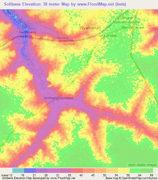 Solibane,Senegal Elevation Map