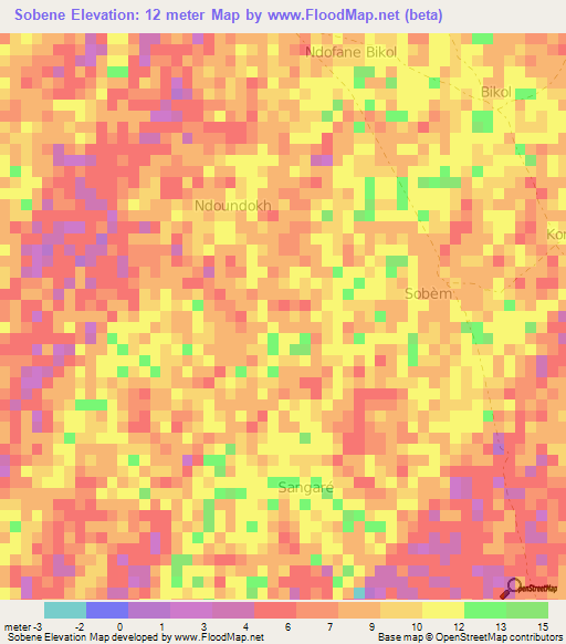 Sobene,Senegal Elevation Map