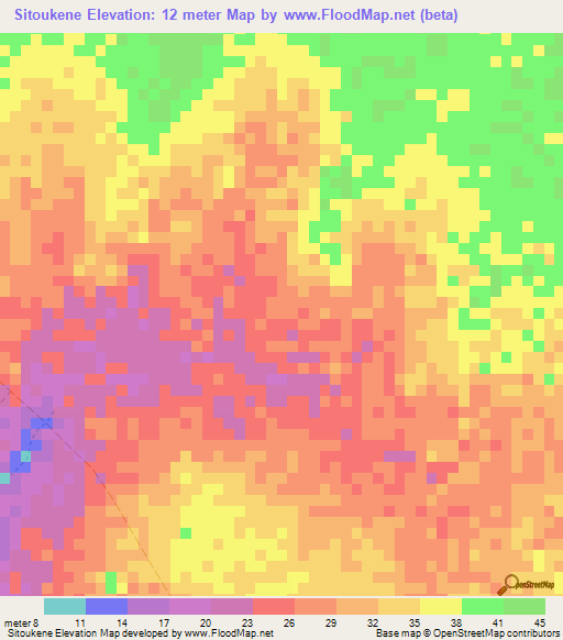 Sitoukene,Senegal Elevation Map