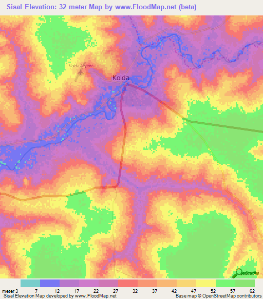 Sisal,Senegal Elevation Map