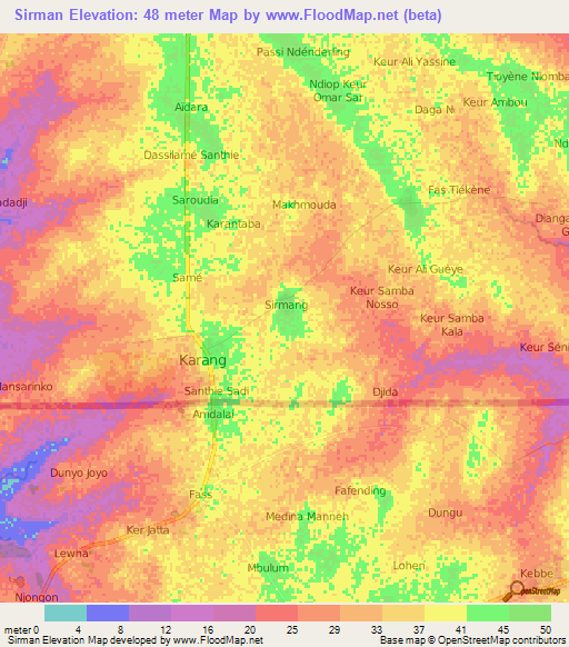 Sirman,Senegal Elevation Map