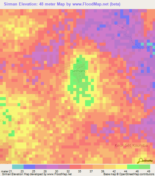 Sirman,Senegal Elevation Map