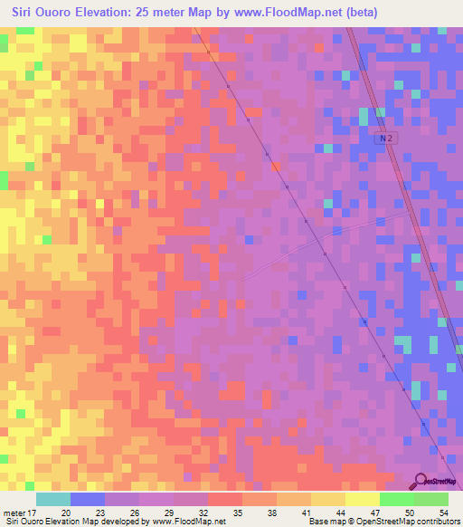 Siri Ouoro,Senegal Elevation Map