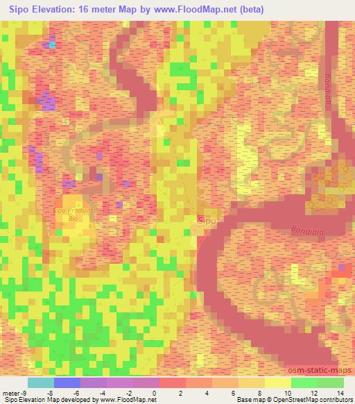 Sipo,Senegal Elevation Map