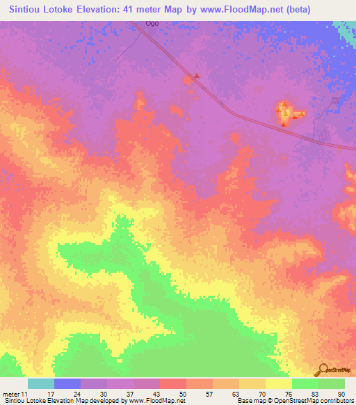 Sintiou Lotoke,Senegal Elevation Map