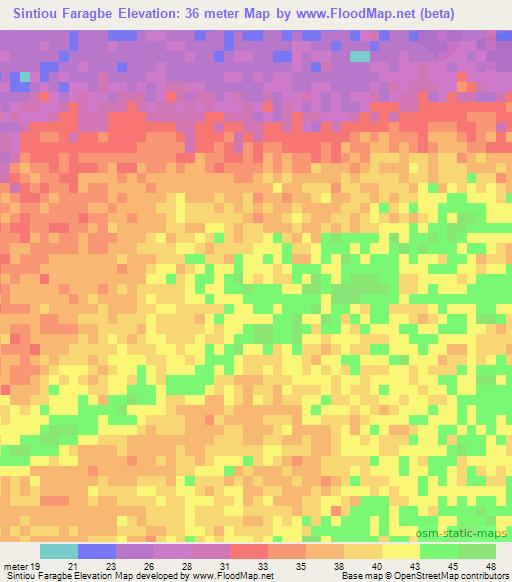 Sintiou Faragbe,Senegal Elevation Map