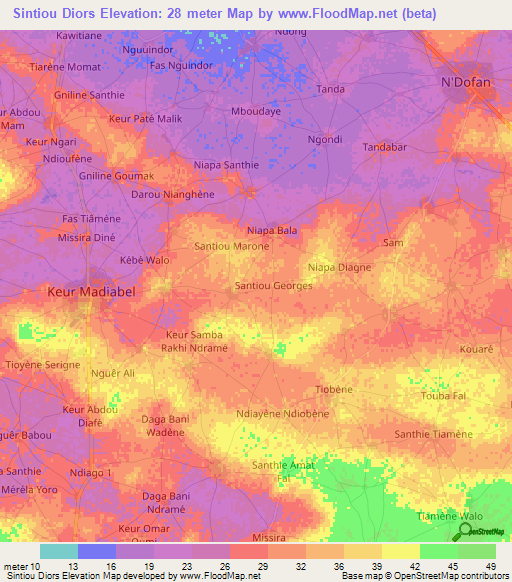 Sintiou Diors,Senegal Elevation Map