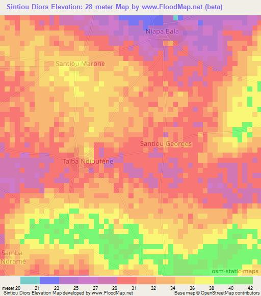 Sintiou Diors,Senegal Elevation Map