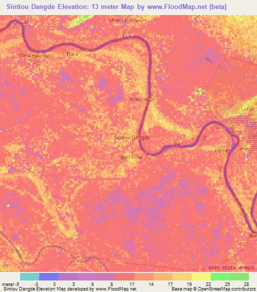 Sintiou Dangde,Senegal Elevation Map