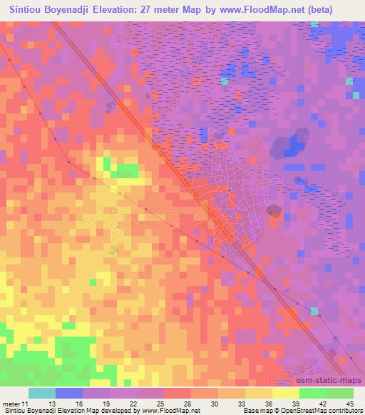 Sintiou Boyenadji,Senegal Elevation Map