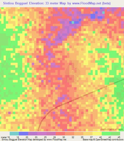 Sintiou Bogguel,Senegal Elevation Map