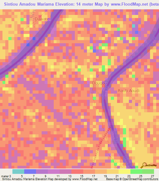 Sintiou Amadou Mariama,Senegal Elevation Map