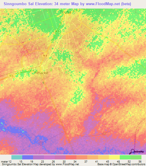 Sinngoumbo Sal,Senegal Elevation Map