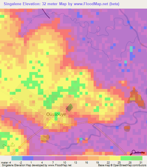 Singalene,Senegal Elevation Map