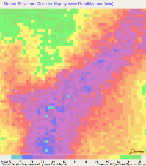 Sindou,Senegal Elevation Map