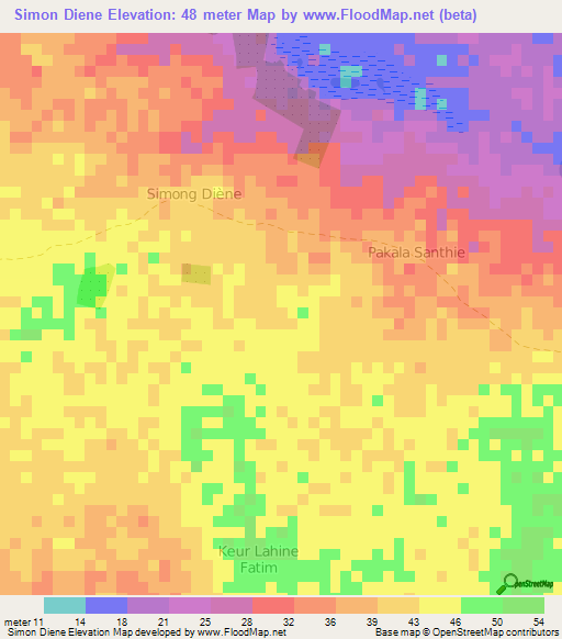 Simon Diene,Senegal Elevation Map