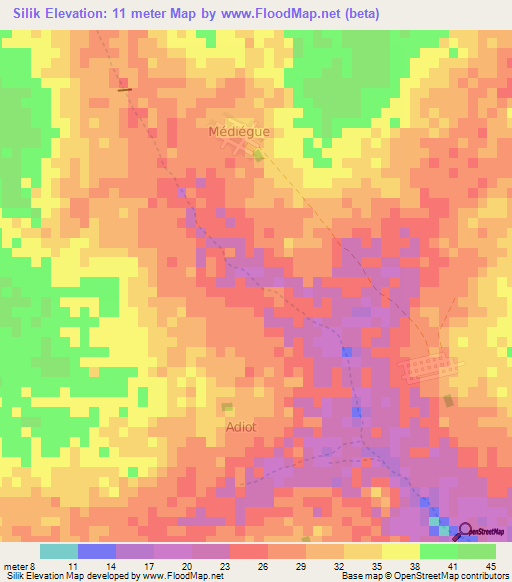 Silik,Senegal Elevation Map
