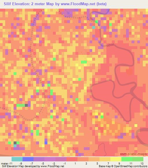 Silif,Senegal Elevation Map