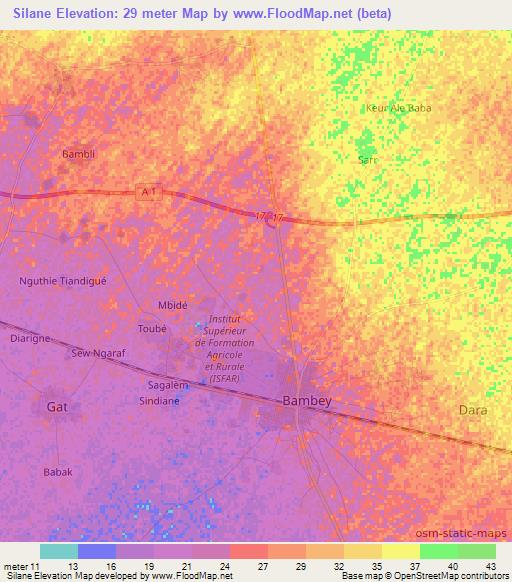 Silane,Senegal Elevation Map