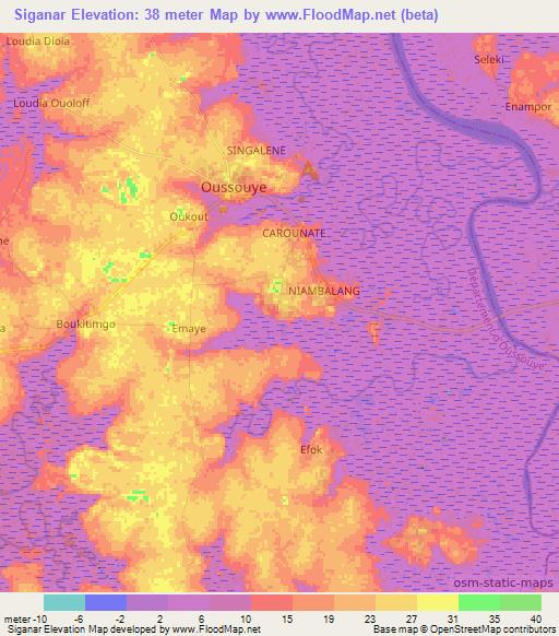 Siganar,Senegal Elevation Map